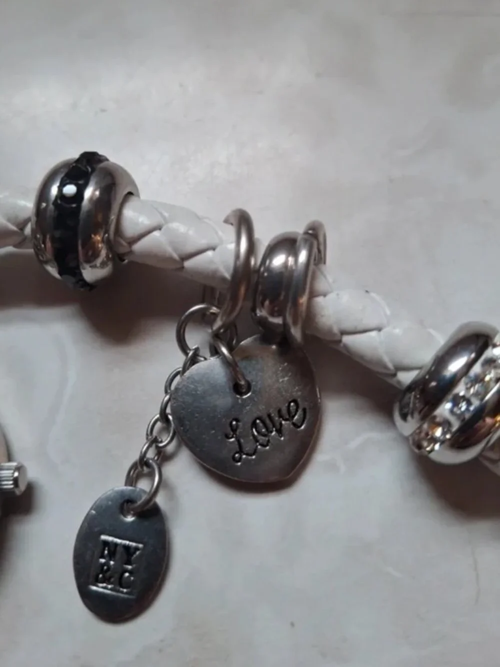 NY&C Charm Bracelet Watch White